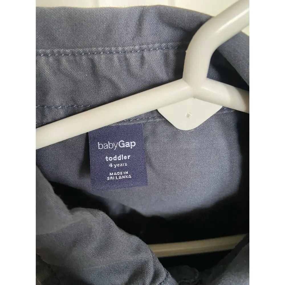 Gap Boys Shirt‎ Size 4 The Brick Lane Gray Work Style Button Up Down Front